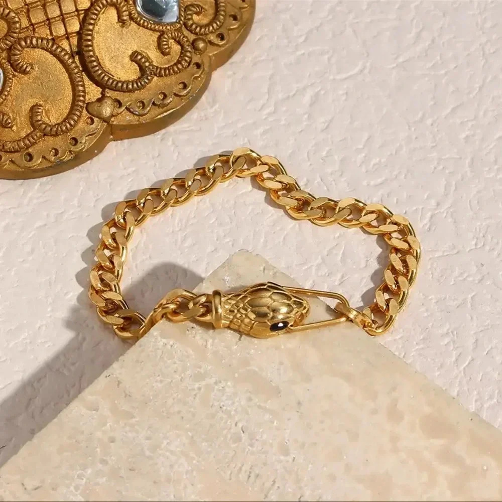 Gold Bracelet with Green Accents - Picture 2 of 7